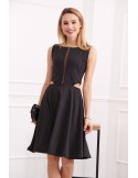 Rochie evazata cu sifon, neagra 1781 - Magazin online - Boutique